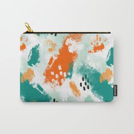 Grunge Brush Strokes in Orange + Teal Carry-All Pouch | Splot, Ocean, Saffron, Blob, Jade, Graphicdesign, Seafoam, Paint Swatches, Abstract Paint, Brush Strokes 