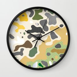 Camo 133 Wall Clock | Army, Camouflage, Military, Abstract, Colorful, Graphicdesign, Seamless, Green, Texture, Soldier 