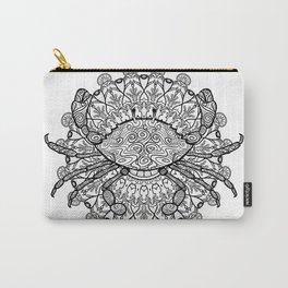 Cancer Mantra Carry-All Pouch | Mandala, Digital, Painting, Cancer, Illustration, Black and White 