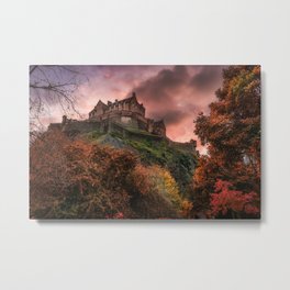 Edinburgh Blush Metal Print | Sunrise, Digital, Stone, Photo, Color, Fall, Autumn, Ancient, Trees, Digital Manipulation 