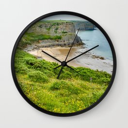 Fall Bay, Rhossili, Wales Wall Clock | Clifftop, Coastalpath, Sandybay, Rocky, Gower, Ruggedcoast, Fallbay, Scenic, Green, 01Wc 