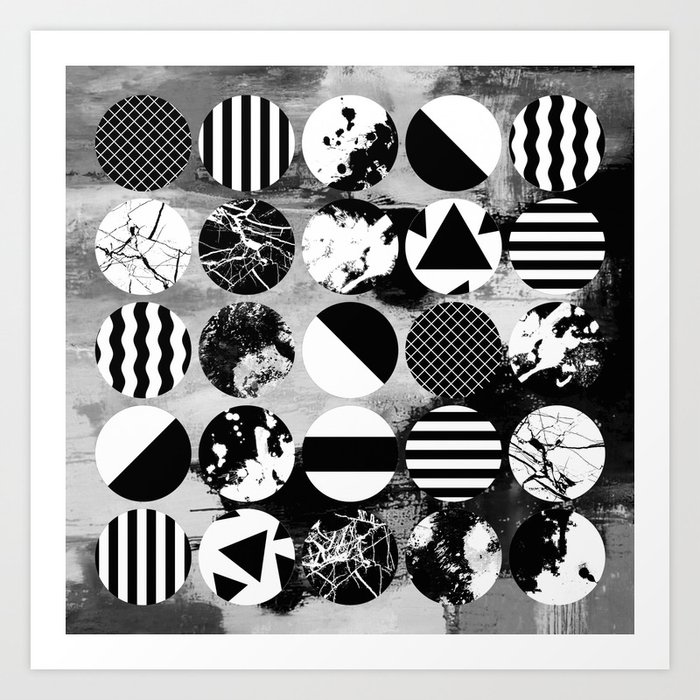 Eclectic Circles Black And White Abstract Geometric Textured