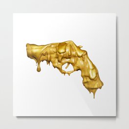 BLOODY GOLD GUN Metal Print | Pop Art, Mixed Media, Pop Surrealism, Photo 