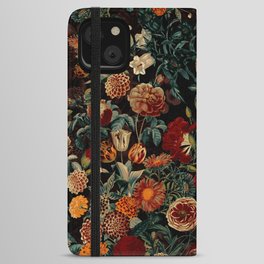 EXOTIC GARDEN - NIGHT XXI iPhone Wallet Case | Rosegarden, Pattern, Flowers, Rose, Garden, Botanical, Vintage, Society6Home, Painting, Exotic 