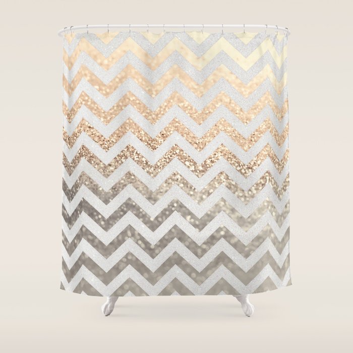 Gold Silver Chevron Shower Curtain By Monikastrigel Society6
