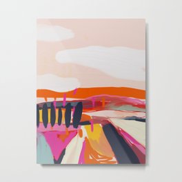 landscape pink peachy abstract Metal Print | Digital, Contemporary, Interior, Trees, Landscape, Sky, Painting, Abstraction, Tuscany, Modern 