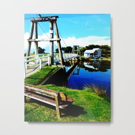 Footbridge Metal Print | Erskine, Bench, Calm, Blue, Serene, River, Reflection, Bridge, Ocean, Lorne 