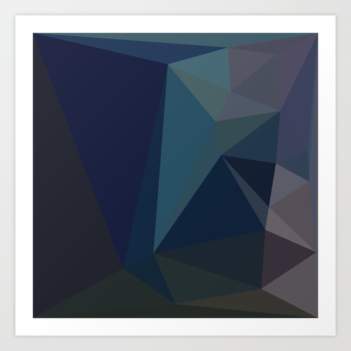 Dark Blue Geometric Abstract Art By Fluid Nature Art Print By