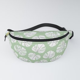 Green monstera leaves pattern design for stationery and home decor. Fanny Pack