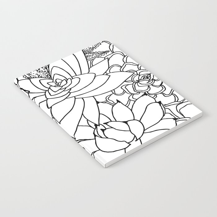 Succulent Line Drawing Notebook By Christianalois Society6,Cute Frame Drawings