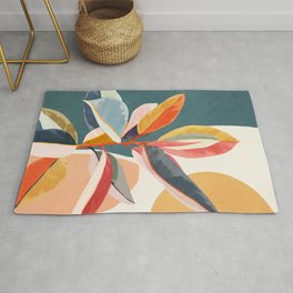 Colorful Branching Out 01 Rug | Modern, Leaves, Shape, Painting, Tropical, Colorful, Foliage, Pattern, Abstract, Botanical 