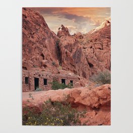 The Cabins Valley Of Fire Hiking Red Rocks Poster