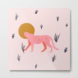 trot cat Metal Print | Sun, Bigcat, Jungle, Cheetah, Nature, Modern, Animal, Simple, Layered, Spots 