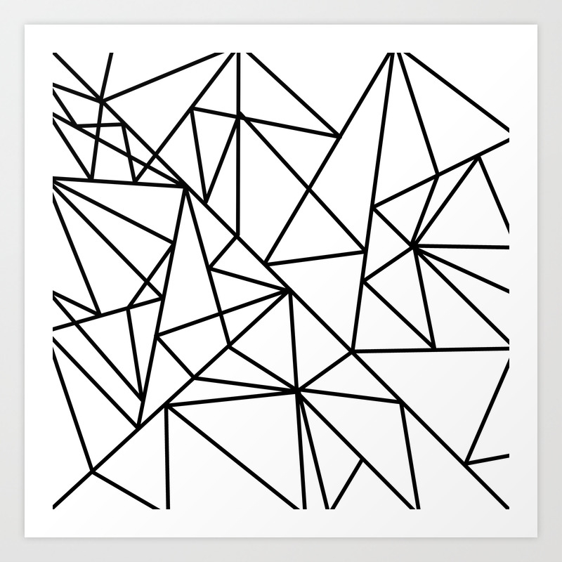 Black White Modern Abstract Geometrical Pattern Art Print By