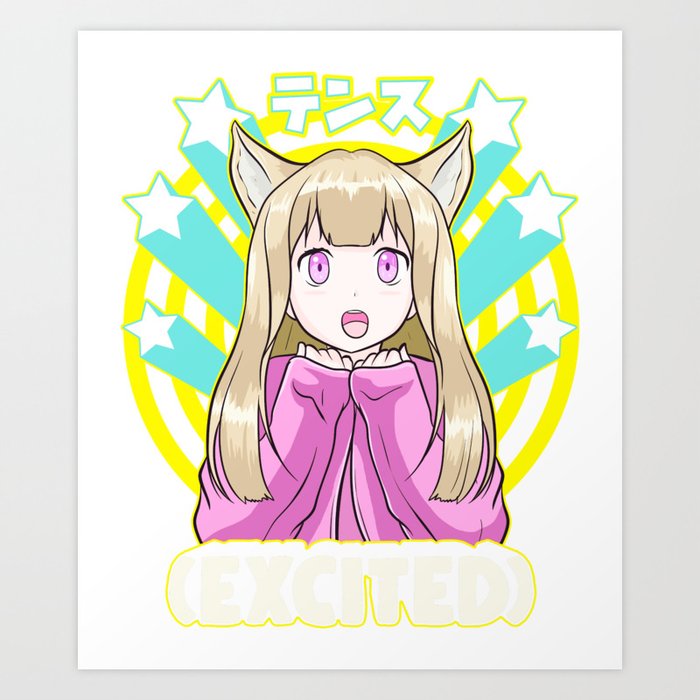 Anime Japanese Girl Manga Excited Face Cute Otaku Art Print by The Perfect  Presents | Society6