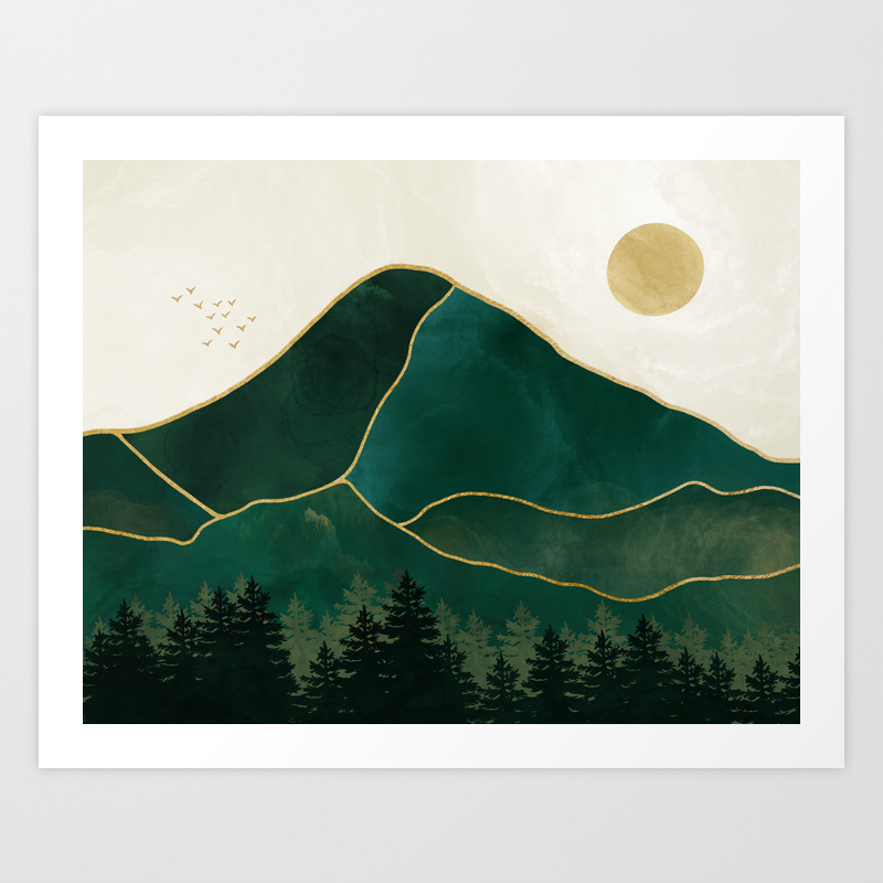 Mt Hood Emerald Mountain Abstract Art Print By A88mountainscape