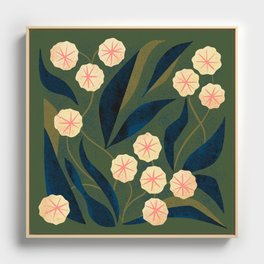 Green Floral Framed Canvas