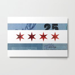Ephemeral Chicago Flag Metal Print | Mixed Media, Digital, Graphic Design, Collage 