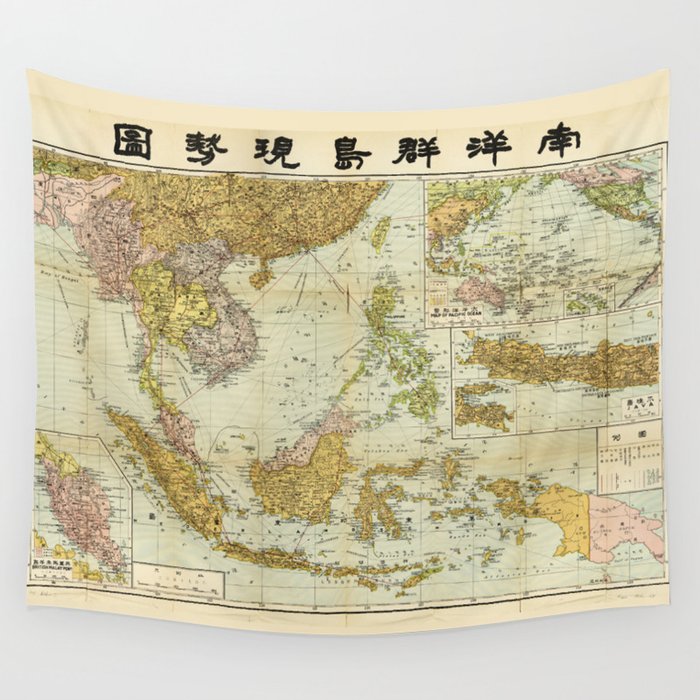 Map of Southeast Asia (1936) Wall Tapestry by The Arts  Society6