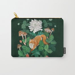 Strawberry Fox Carry-All Pouch | Nature, Flower, Curated, Mushroom, Berries, Watercolor, Fox, Fall, Autumn, Strawberry 