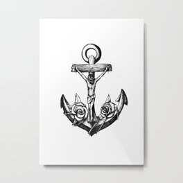 Anchor of hope. Metal Print | Illustration, Black and White, Abstract, Love 
