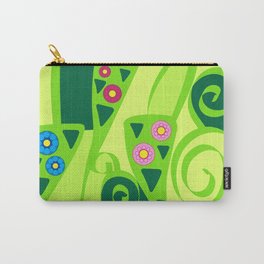 Composizione k Carry-All Pouch | Verde, Texture, Drawing, Fiori, Rosa, Vettoriale, Foglie, Stilizzato, Blu 