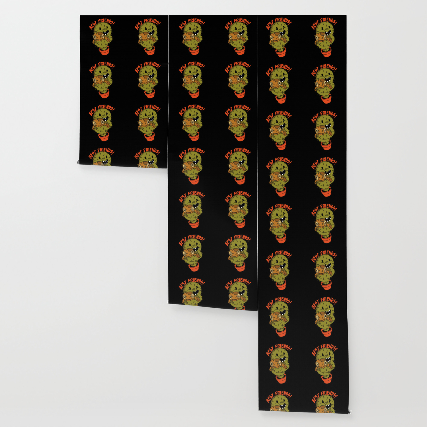 Cactus and voodoo doll best friends funny cartoon Wallpaper by Fleur et  retro couleurs pastels | Society6