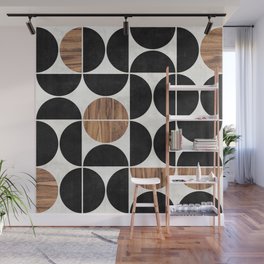 Mid-Century Modern Pattern No.1 - Concrete and Wood Wall Mural