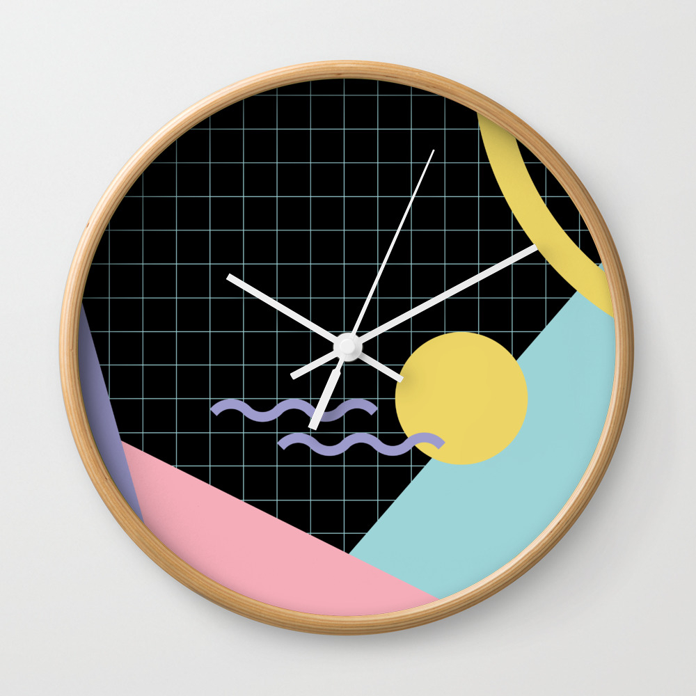 Memphis Pattern 7 80s 90s Retro Wall Clock By Graphicwavedesign Society6