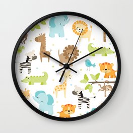 Jungle Animals Wall Clock | Lion, Crocodile, Kid, Tiger, Jungleanimals, Zebra, Safari, Peppermintcreek, Child, Elephant 