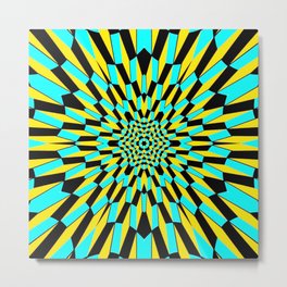 Geometric abstract cubist art showing three-dimensional cubes in a circle star ray burst pattern Metal Print | Yellow, Starburst, Galaxy, Circle, Raybursts, Colorful, Cubes, Black, Geometric, Graphicdesign 