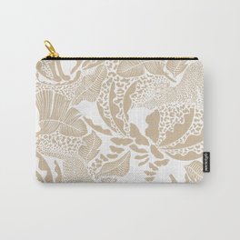 Surreal Jungle in Neutral Carry-All Pouch | Surreal, Graphicdesign, Cozy, Big Cats, Butterfly, Nature, Cats, Butterflies, Beige, Plants 