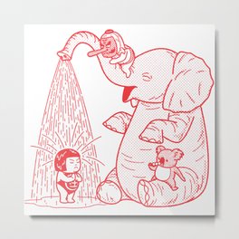 Waterfall Metal Print | Comic, Elephant, Tengu, Cartoon, Animal, Graphicdesign, Japan, Koala, Kintaro 