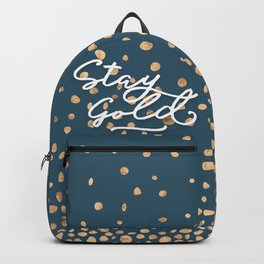 Stay Gold - Golden Drops Backpack | Golden, Message, Pattern, Gift, Lettering, Typography, Abstract, Digital, Style, Festival 