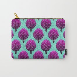 Cute Artichoke Pattern on Teal Background Carry-All Pouch | Blue, Veggiespattern, Vegetariangift, Artichokepattern, Vegetableslover, Digital, Tealdecor, Graphicdesign, Kitchendecor, Vegetables 
