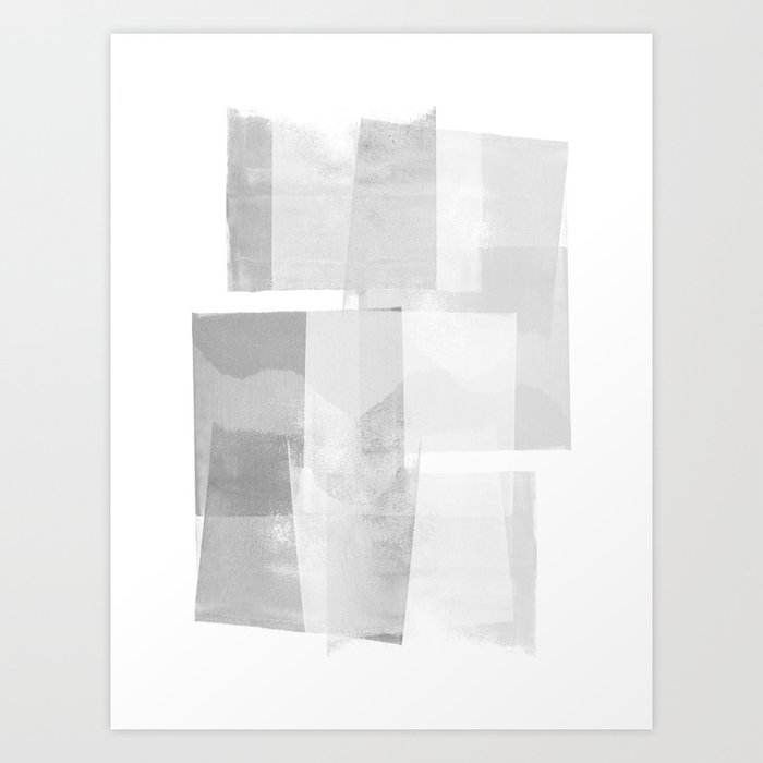 Grey And White Minimalist Geometric Abstract Building Blocks Art