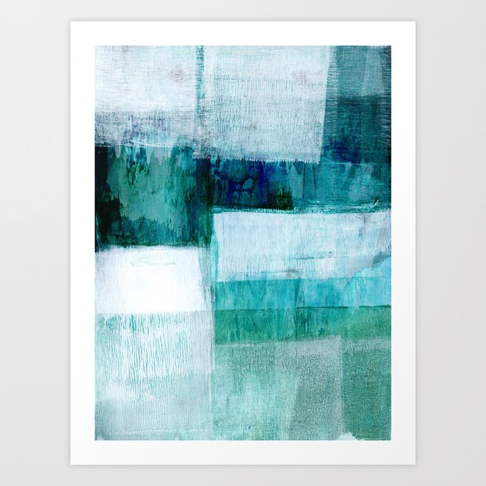 Blue Green Geometric Abstract Painting Art Print By Mininst Society6