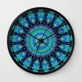 Jewel Of The Ocean Mandala Wall Clock | Mandala, Jewel, Graphicdesign, Jems, Kaleidoscope, Ocean, Pattern, Blue 
