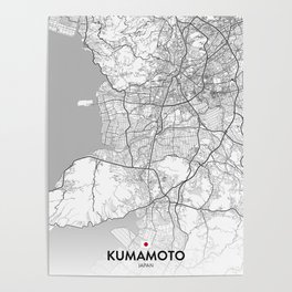 Kumamoto, Japan - Light City Map Poster