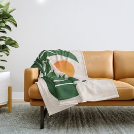 Tropical Forest Sunset / Mid Century Abstract Shapes Throw Blanket | Colorful, Plant, Green, Retro, Art, Shapes, Illustration, Design, Mid Century, Curated 