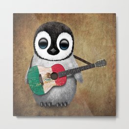 Baby Penguin Playing Mexican Flag Guitar Metal Print | Mexicanguitar, Babypenguin, Mexicanpride, Cutebabypenguin, Flagofmexico, Mexicanflag, Mexican, Penguin, Mexicanmusic, Mexico 