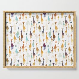 Giraffe of a different Color: white background Serving Tray