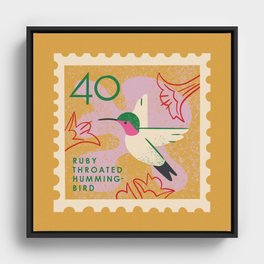 Hummingbird Postage Stamp Framed Canvas