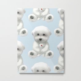 Puppy Hugging His Toy Metal Print | Graphicdesign, Toy, Minimal, Fluffy, Cute, Puppy, Stuffed, Pastel, Plush, Adorable 