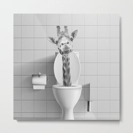 Giraffe in the Toilet Metal Print | Drawing, Toilet, Watercloset, Animal, Sophie, Bathroom, Cute, Africa, Safari, Photo 