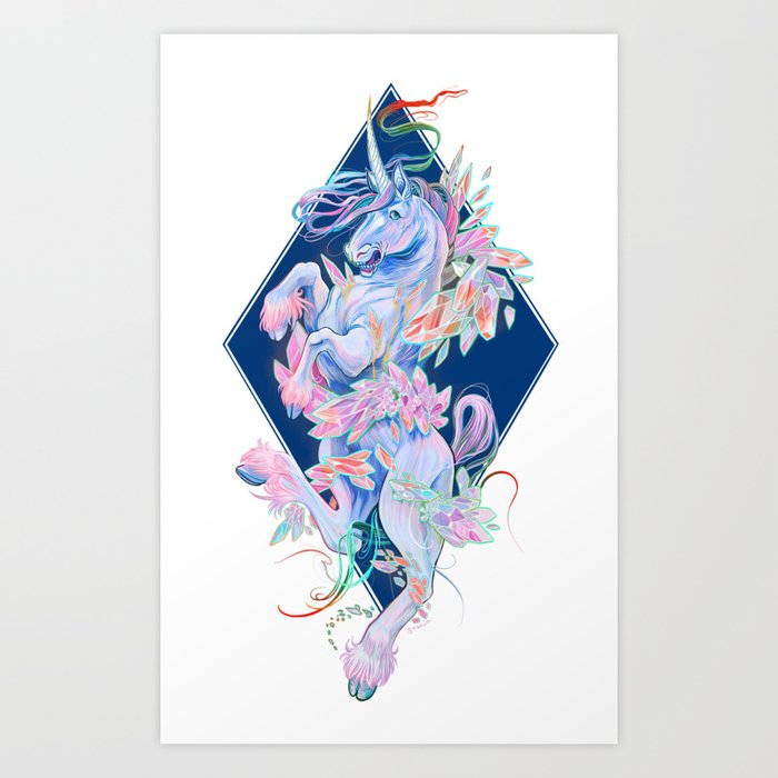Crystal Snake Rainbow Unicorn Art Print By Sarachnid Society6