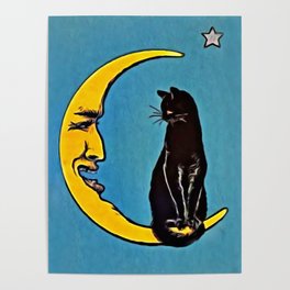 Black Cat & Moon Poster