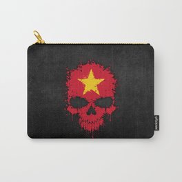 Flag of Vietnam on a Chaotic Splatter Skull Carry-All Pouch | Patriotic, Vietnameseflagskull, Illustration, Skull, Vietnamesesplatterskull, Scary, Jeffbartels, Sugarskull, Splatter, Vietnameseflag 