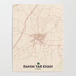 Rahim Yar Khan, Pakistan - Vintage City Map Poster