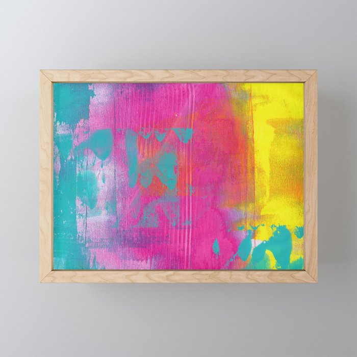 Neon Abstract Acrylic Turquoise Magenta Yellow Framed Mini Art Print By Annelouw Society6
